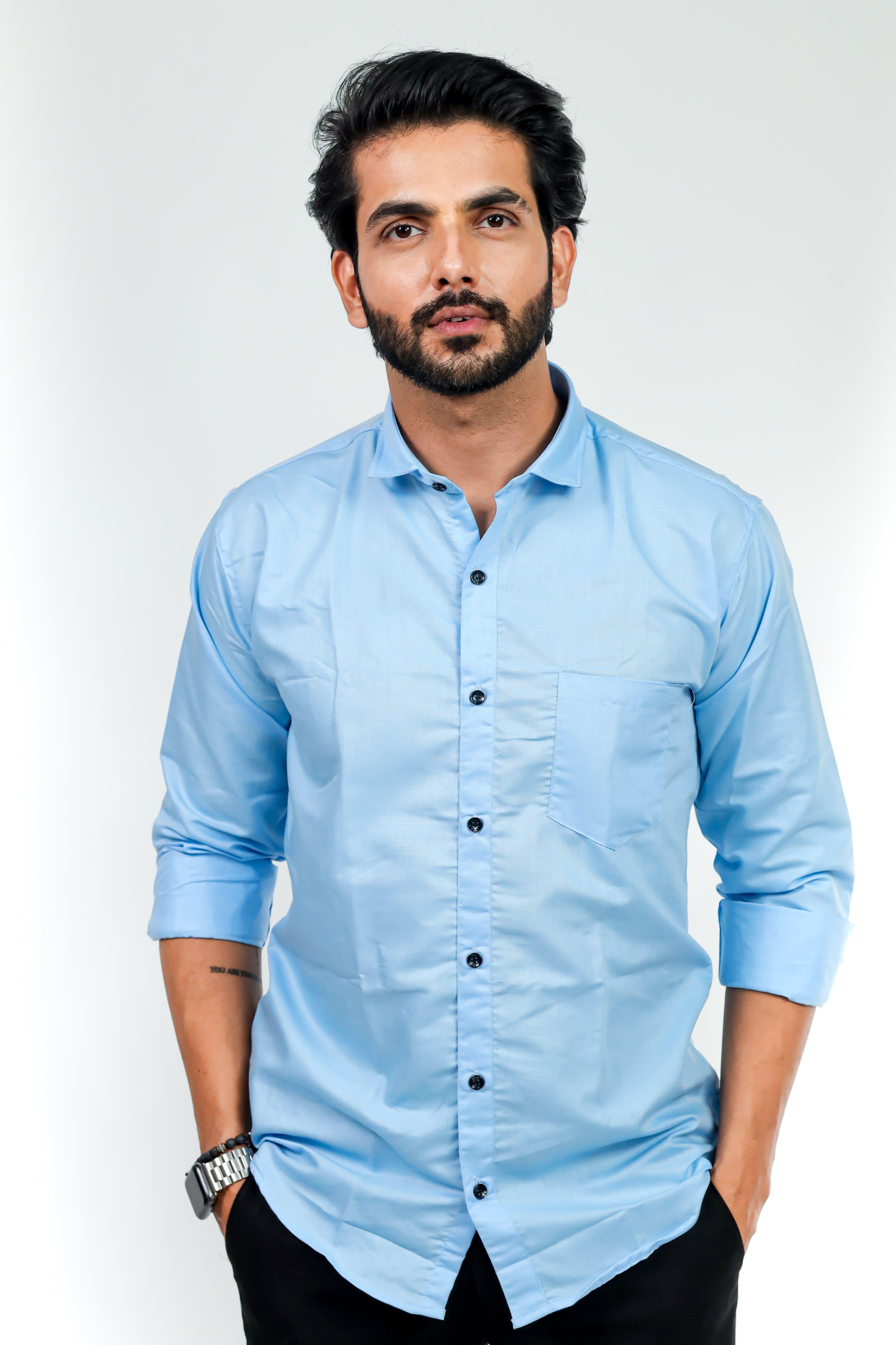 HARPITA Cotton Solid Full Sleeves Regular Fit Mens Formal Shirt